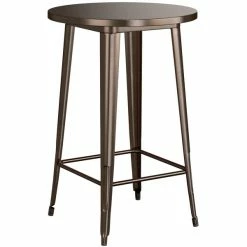 LT&S Alloy Series Lancaster Table & Seating Alloy Series 30" Round Copper Outdoor Bar Height Table With 4 Metal Cafe Bar Stools -Lancaster Table & Seating Shop 2453264