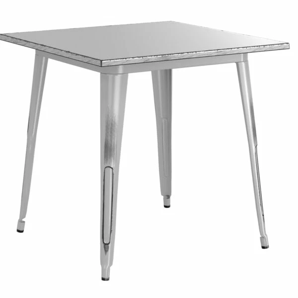 LT&S Alloy Series Lancaster Table & Seating Alloy Series 32" X 32" Distressed Silver Dining Height Outdoor Table With 4 Industrial Cafe Chairs 4 LT&S Alloy Series Lancaster Table & Seating Alloy Series 32" X 32" Distressed Silver Dining Height Outdoor Table With 4 Industrial Cafe Chairs - Image 4