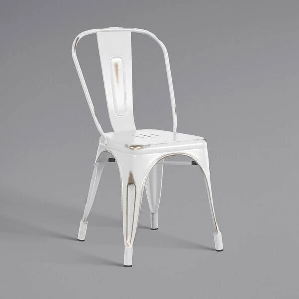 LT&S Alloy Series Lancaster Table & Seating Alloy Series 32" X 32" Distressed White Dining Height Outdoor Table With 4 Industrial Cafe Chairs 5 LT&S Alloy Series Lancaster Table & Seating Alloy Series 32" X 32" Distressed White Dining Height Outdoor Table With 4 Industrial Cafe Chairs - Image 5