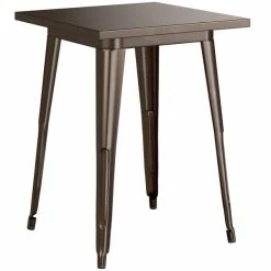 LT&S Alloy Series Lancaster Table & Seating Alloy Series 24" X 24" Copper Dining Height Outdoor Table With 2 Industrial Cafe Chairs -Lancaster Table & Seating Shop 2453281