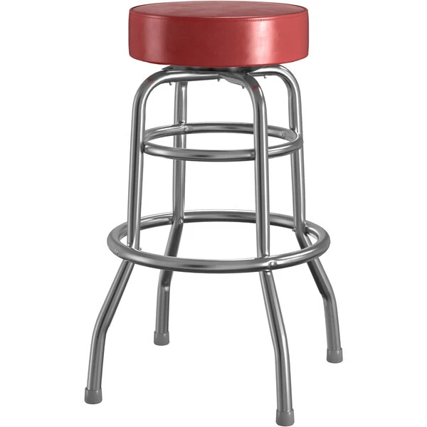Lancaster Table & Seating Crimson Double Ring Barstool With 3 1/2" Thick Seat 2 Lancaster Table & Seating Crimson Double Ring Barstool With 3 1/2" Thick Seat - Image 2