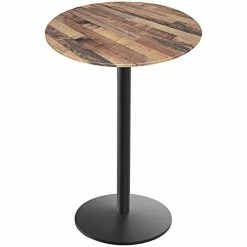 Holland Bar Stool EuroSlim 36" Round Rustic Wood Indoor / Outdoor Bar Height Table With Round Base
