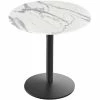 Holland Bar Stool EuroSlim 36" Round White Marble Indoor / Outdoor Table With Round Base