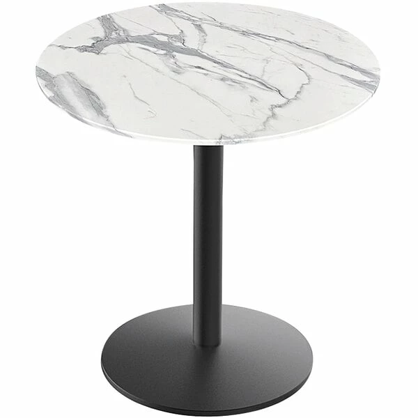Holland Bar Stool EuroSlim 36" Round White Marble Indoor / Outdoor Table With Round Base 1 Holland Bar Stool EuroSlim 36" Round White Marble Indoor / Outdoor Table With Round Base