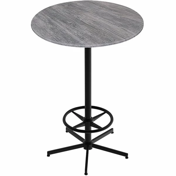 Holland Bar Stool EuroSlim 36" Round Greystone Indoor / Outdoor Bar Height Table With Foot Rest Base 1 Holland Bar Stool EuroSlim 36" Round Greystone Indoor / Outdoor Bar Height Table With Foot Rest Base