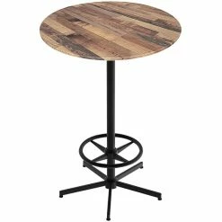 Holland Bar Stool EuroSlim 36" Round Rustic Wood Indoor / Outdoor Bar Height Table With Foot Rest Base