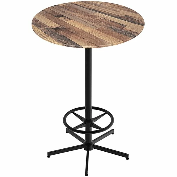 Holland Bar Stool EuroSlim 36" Round Rustic Wood Indoor / Outdoor Bar Height Table With Foot Rest Base 1 Holland Bar Stool EuroSlim 36" Round Rustic Wood Indoor / Outdoor Bar Height Table With Foot Rest Base