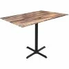 Holland Bar Stool EuroSlim 32" X 48" Rustic Wood Indoor / Outdoor Bar Height Table With Cross Base