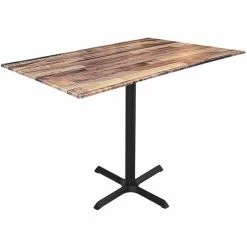 Holland Bar Stool EuroSlim 32" X 48" Rustic Wood Indoor / Outdoor Bar Height Table With Cross Base