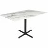 Holland Bar Stool EuroSlim 32" X 48" White Marble Indoor / Outdoor Table With Cross Base