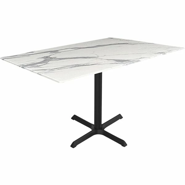 Holland Bar Stool EuroSlim 32" X 48" White Marble Indoor / Outdoor Table With Cross Base 1 Holland Bar Stool EuroSlim 32" X 48" White Marble Indoor / Outdoor Table With Cross Base