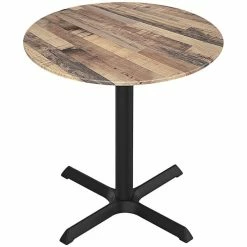 Holland Bar Stool EuroSlim 36" Round Rustic Wood Indoor / Outdoor Table With Cross Base