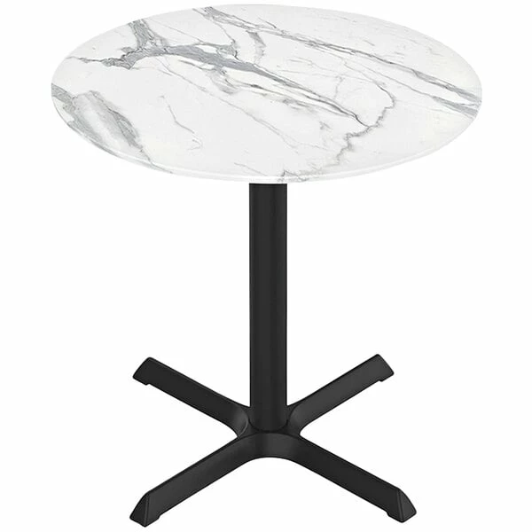 Holland Bar Stool EuroSlim 36" Round White Marble Indoor / Outdoor Table With Cross Base 1 Holland Bar Stool EuroSlim 36" Round White Marble Indoor / Outdoor Table With Cross Base