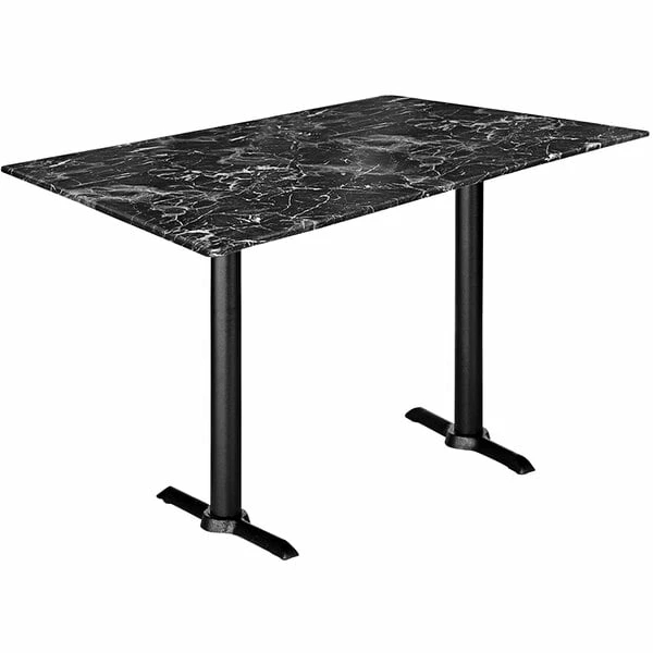Holland Bar Stool EuroSlim 32" X 48" Black Marble Indoor / Outdoor Table With End Column Base 1 Holland Bar Stool EuroSlim 32" X 48" Black Marble Indoor / Outdoor Table With End Column Base