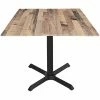 Holland Bar Stool EuroSlim Square Rustic Wood Indoor / Outdoor Table With Cross Base