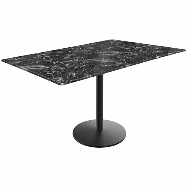 Holland Bar Stool EuroSlim 32" X 48" Black Marble Indoor / Outdoor Table With Round Base 1 Holland Bar Stool EuroSlim 32" X 48" Black Marble Indoor / Outdoor Table With Round Base