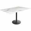 Holland Bar Stool EuroSlim 32" X 48" White Marble Indoor / Outdoor Standard Height Table With Round Base