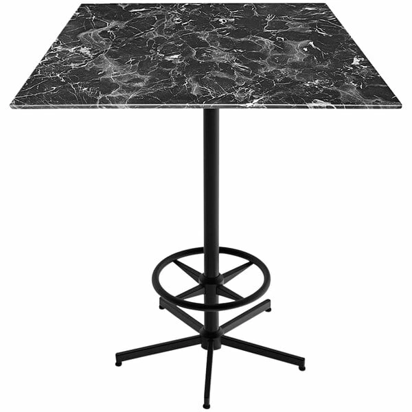 Holland Bar Stool EuroSlim Square Black Marble Indoor / Outdoor Bar Height Table With Foot Rest Base 1 Holland Bar Stool EuroSlim Square Black Marble Indoor / Outdoor Bar Height Table With Foot Rest Base