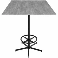 Holland Bar Stool EuroSlim Square Greystone Indoor / Outdoor Bar Height Table With Foot Rest Base