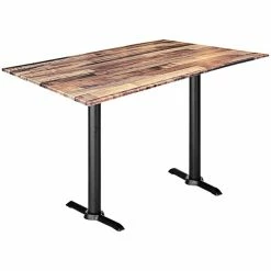 Holland Bar Stool EuroSlim 32" X 48" Rustic Wood Indoor / Outdoor Bar Height Table With End Column Base