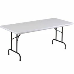 Correll Folding Table, 30" X 96" Tamper-Resistant Plastic, Gray