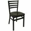 BFM Seating Lima Metal Ladder Back Side Chair With Black Wooden Seat