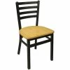 BFM Seating Lima Metal Ladder Back Side Chair With Natural Wooden Seat