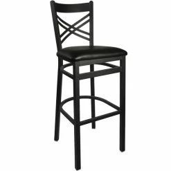 BFM Seating Akrin Metal Barstool With 2" Black Vinyl Seat