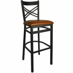 BFM Seating Akrin Metal Barstool With 2" Light Brown Vinyl Seat