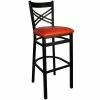 BFM Seating Akrin Metal Barstool With 2" Red Vinyl Seat