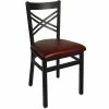 BFM Seating Akrin Metal Chair With 2" Burgundy Vinyl Seat