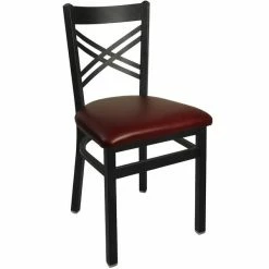 BFM Seating Akrin Metal Chair With 2" Burgundy Vinyl Seat