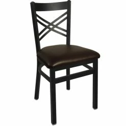 BFM Seating Akrin Metal Chair With 2" Dark Brown Vinyl Seat