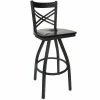 BFM Seating Akrin Metal Barstool With Black Wood Swivel Seat