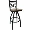 BFM Seating Akrin Metal Barstool With Walnut Wood Swivel Seat