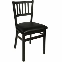 BFM Seating Troy Sand Black Steel Side Chair With 2" Black Vinyl Seat