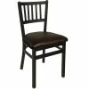 BFM Seating Troy Sand Black Steel Side Chair With 2" Dark Brown Vinyl Seat
