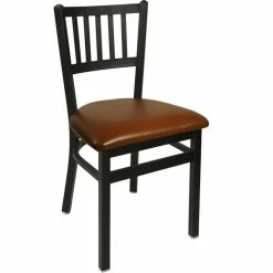 BFM Seating Troy Sand Black Steel Side Chair With 2" Light Brown Vinyl Seat