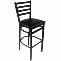BFM Seating Lima Sand Black Steel Bar Height Chair With 2" Black Vinyl Seat