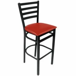 BFM Seating Lima Sand Black Steel Bar Height Chair With 2" Red Vinyl Seat