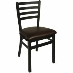 BFM Seating Lima Sand Black Steel Side Chair With 2" Dark Brown Vinyl Seat