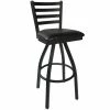BFM Seating Lima Sand Black Steel Bar Height Chair With 2" Black Vinyl Swivel Seat