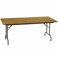 Correll Heavy-Duty Folding Table, 30" X 72" Laminate Top, Medium Oak