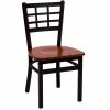 BFM Seating Marietta Sand Black Metal Side Chair With Cherry Wood Seat