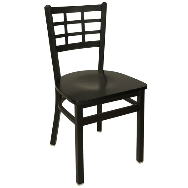 BFM Seating Marietta Sand Black Metal Side Chair With Black Wood Seat 1 BFM Seating Marietta Sand Black Metal Side Chair With Black Wood Seat