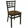 BFM Seating Marietta Sand Black Metal Side Chair With Walnut Wood Seat
