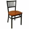 BFM Seating Troy Sand Black Metal Side Chair With Cherry Seat