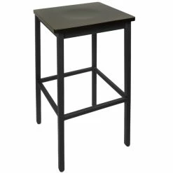 BFM Seating Trent Sand Black Metal Barstool With Black Wood Seat