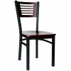 BFM Seating Espy Sand Black Metal Side Chair With Mahogany Wooden Back And Seat