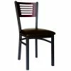 BFM Seating Espy Sand Black Metal Side Chair With Mahogany Wooden Back And 2" Dark Brown Vinyl Seat